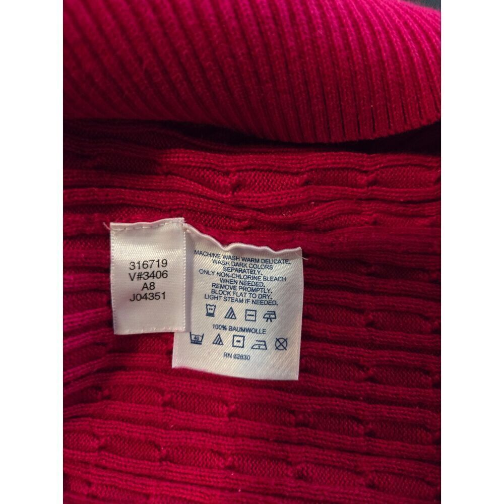 Lands' End Women's Red Cable Knit Long Sleeve Turtleneck Sweater Size Large - Picture 5 of 6